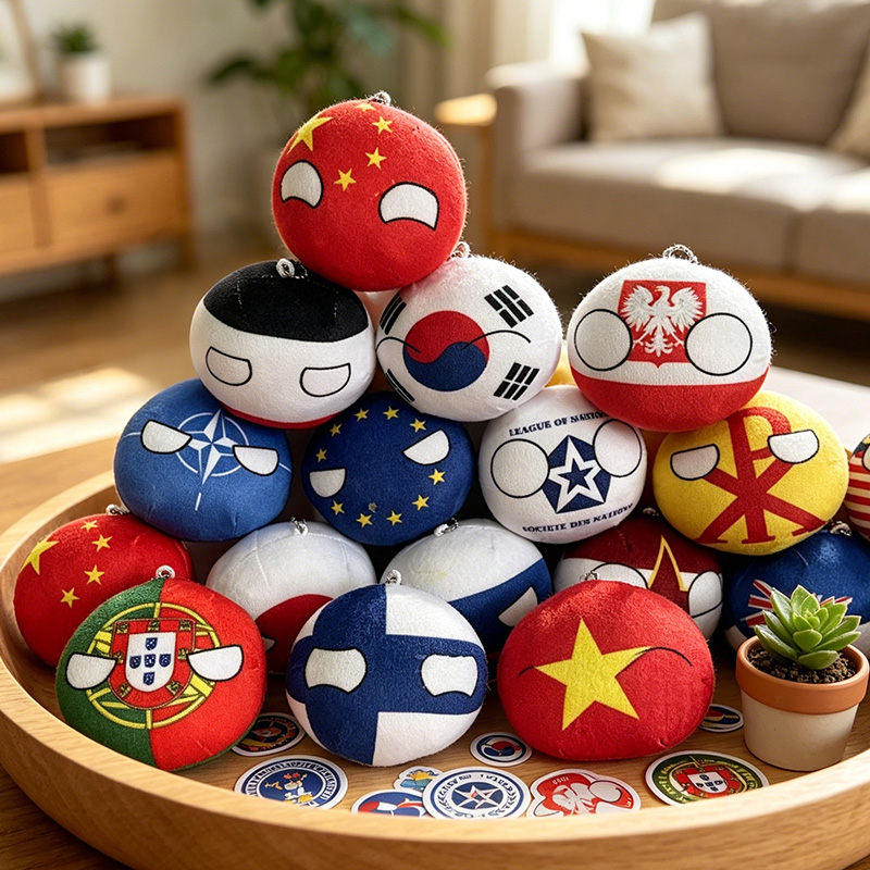Table Tennis France - Boneka Polandball Kawaii 10cm, Mainan Boneka