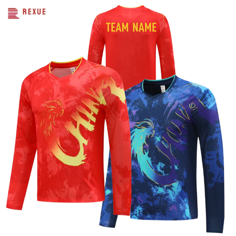 Table Tennis Logo Free - Kemeja tenis meja lengan panjang naga