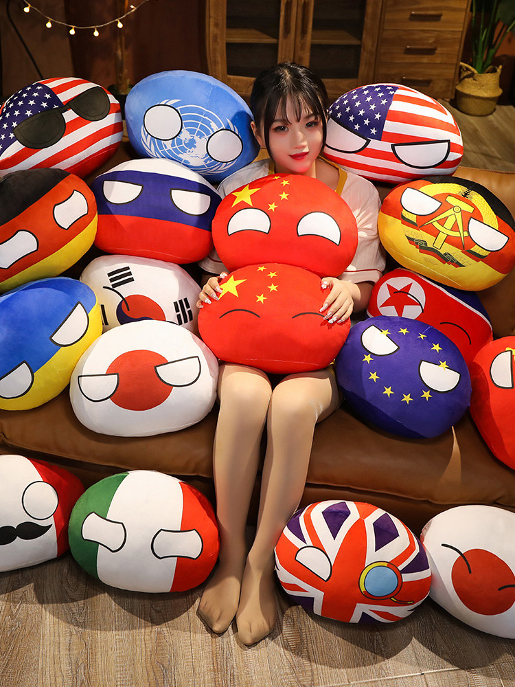 Table Tennis France - Boneka Country Ball Plush Polandball Bantal